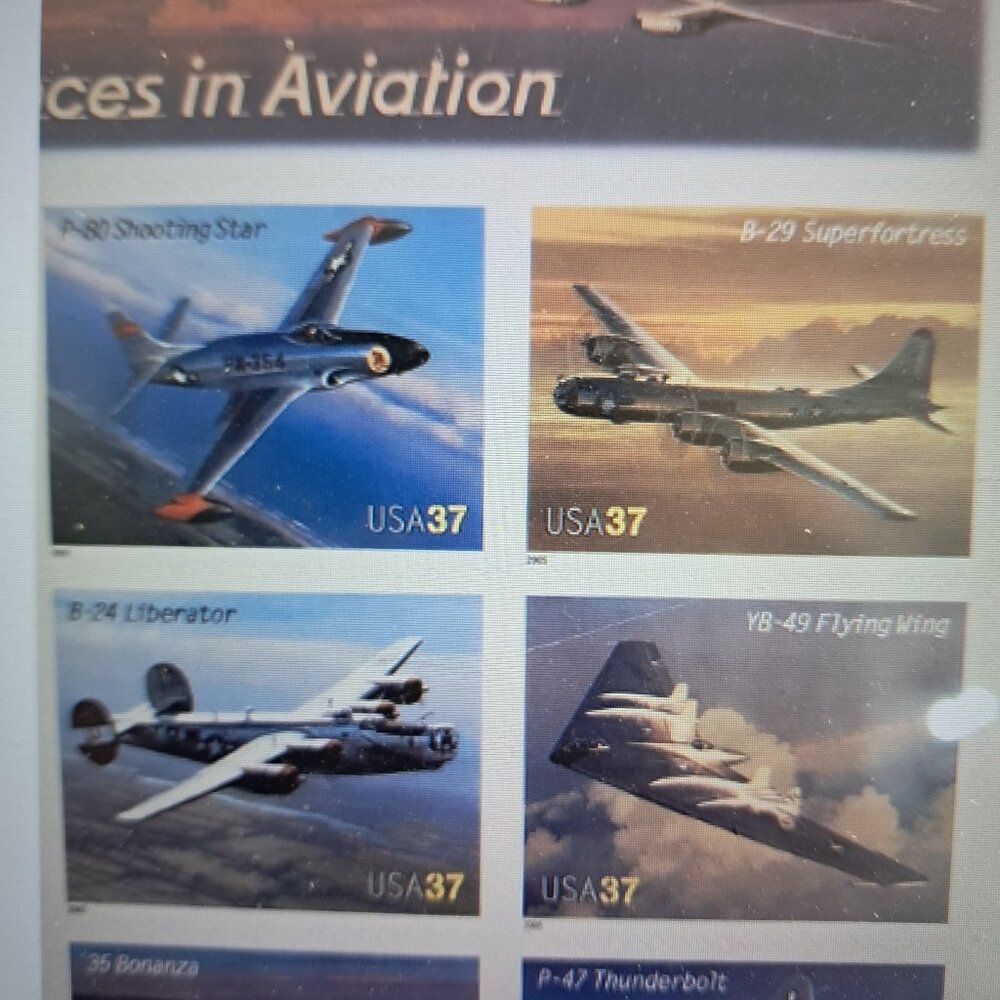 Framed "Advances in Aviation" Collectible Aviation Plane Stamps in Clear Black - Picture 3 of 9